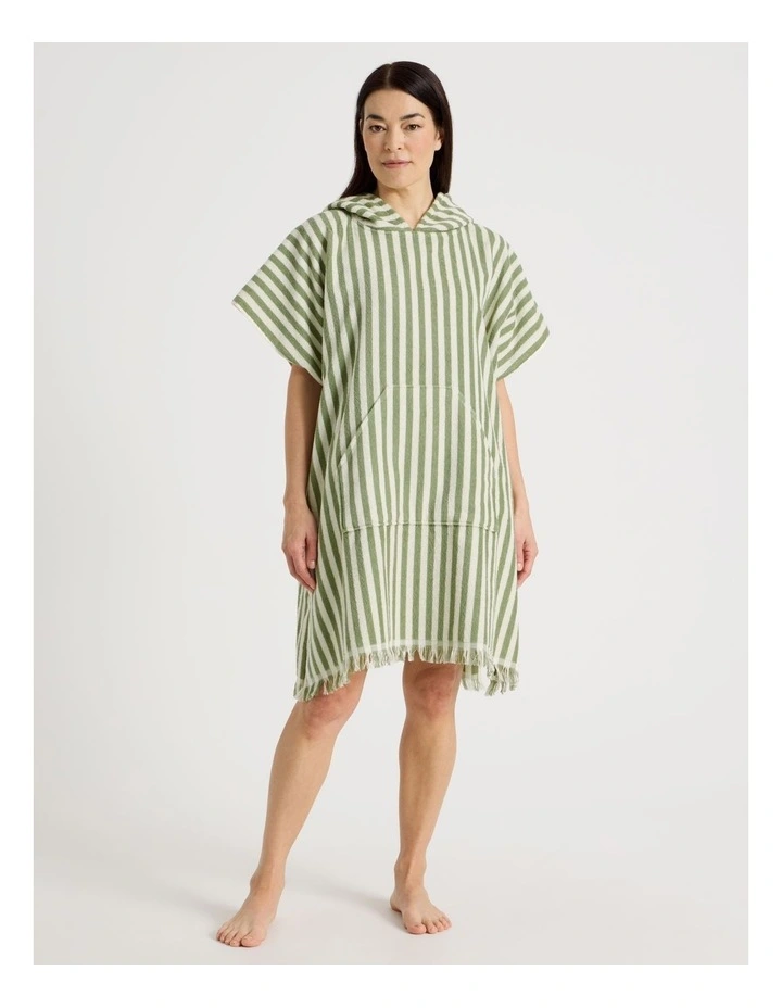 Marco Adult Beach Poncho in Green Stripe image 3