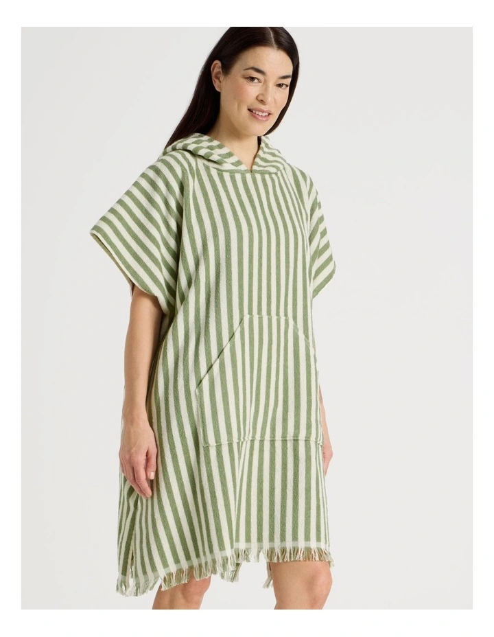 Marco Adult Beach Poncho in Green Stripe image 4