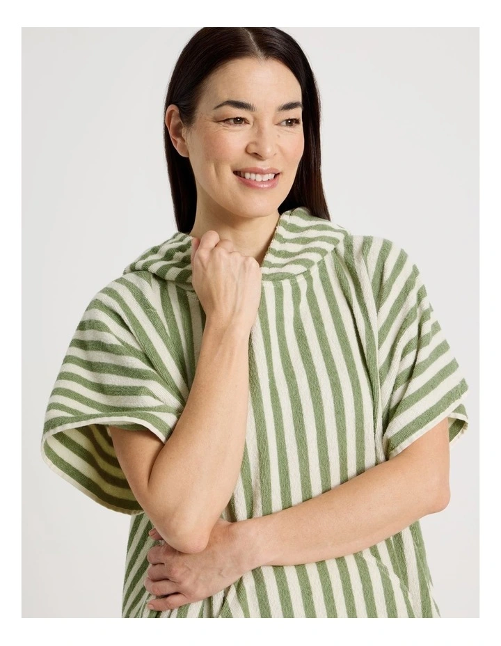 Marco Adult Beach Poncho in Green Stripe image 5