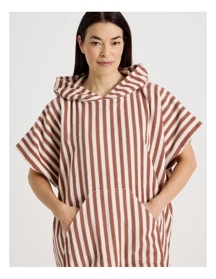 Marco Adult Beach Poncho in Russet Stripe image 2