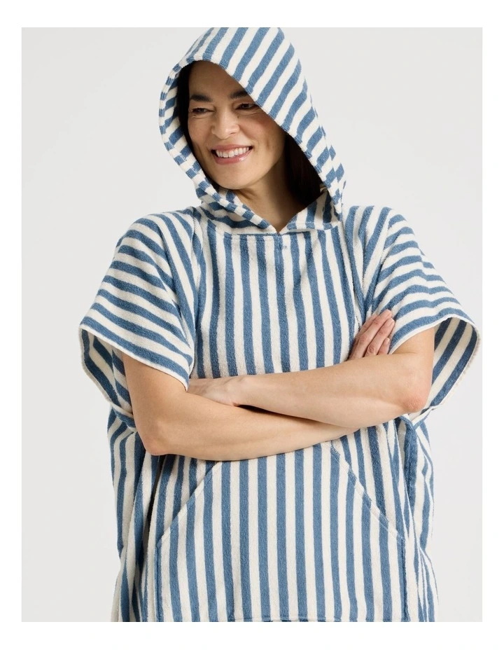 Marco Adult Beach Poncho in Blue Stripe image 2