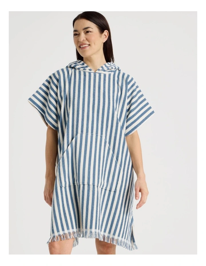 Marco Adult Beach Poncho in Blue Stripe image 3