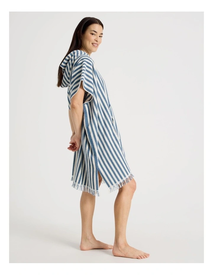 Marco Adult Beach Poncho in Blue Stripe image 4