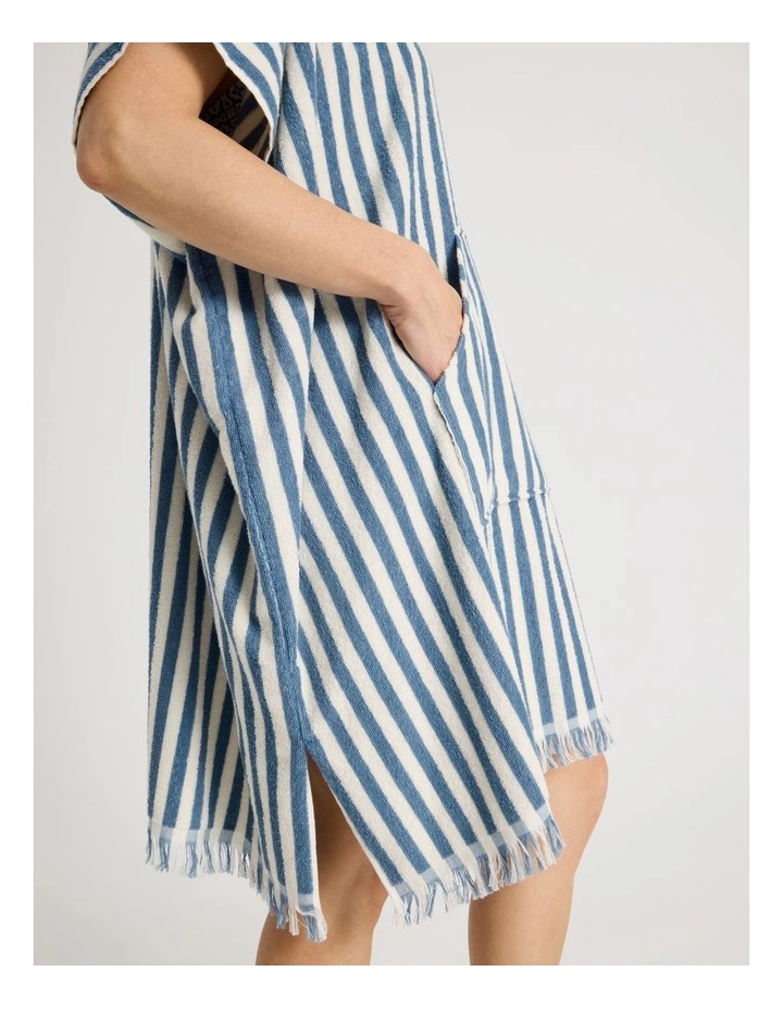 Marco Adult Beach Poncho in Blue Stripe image 5