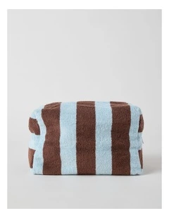 Reverse Stripe Terry Beach Pouch in Blue and Brown