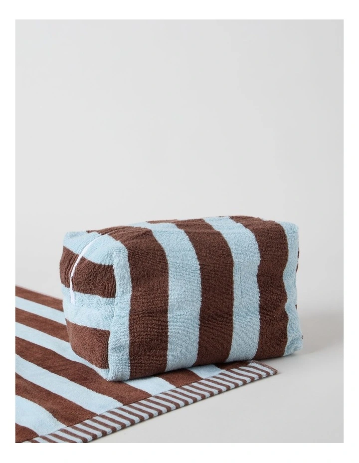 Reverse Stripe Terry Beach Pouch in Blue and Brown image 3