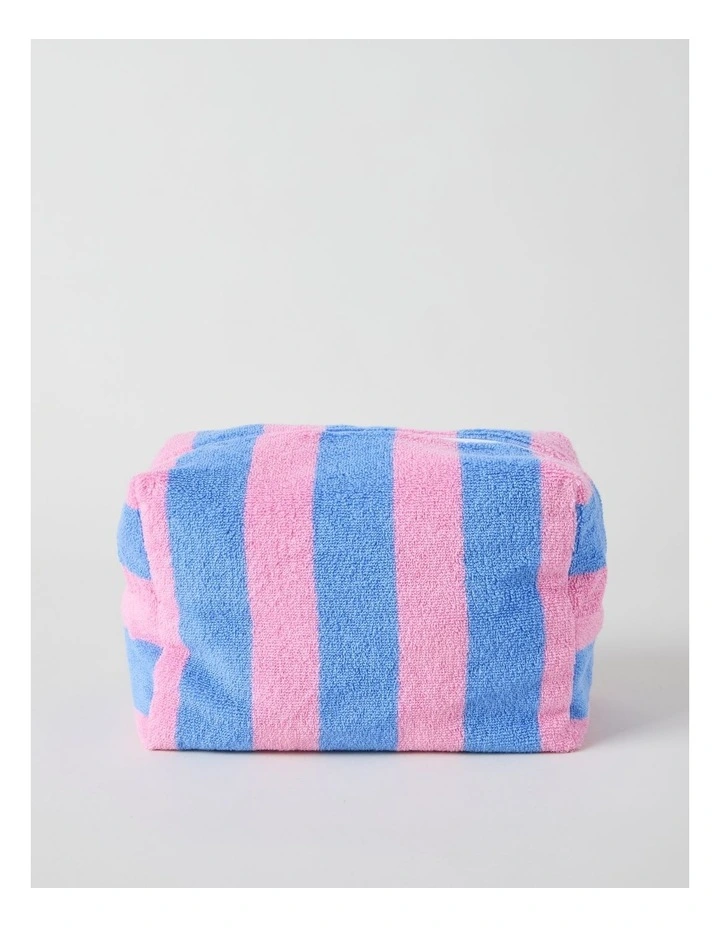 Reverse Stripe Terry Beach Pouch in Pink and Blue image 1