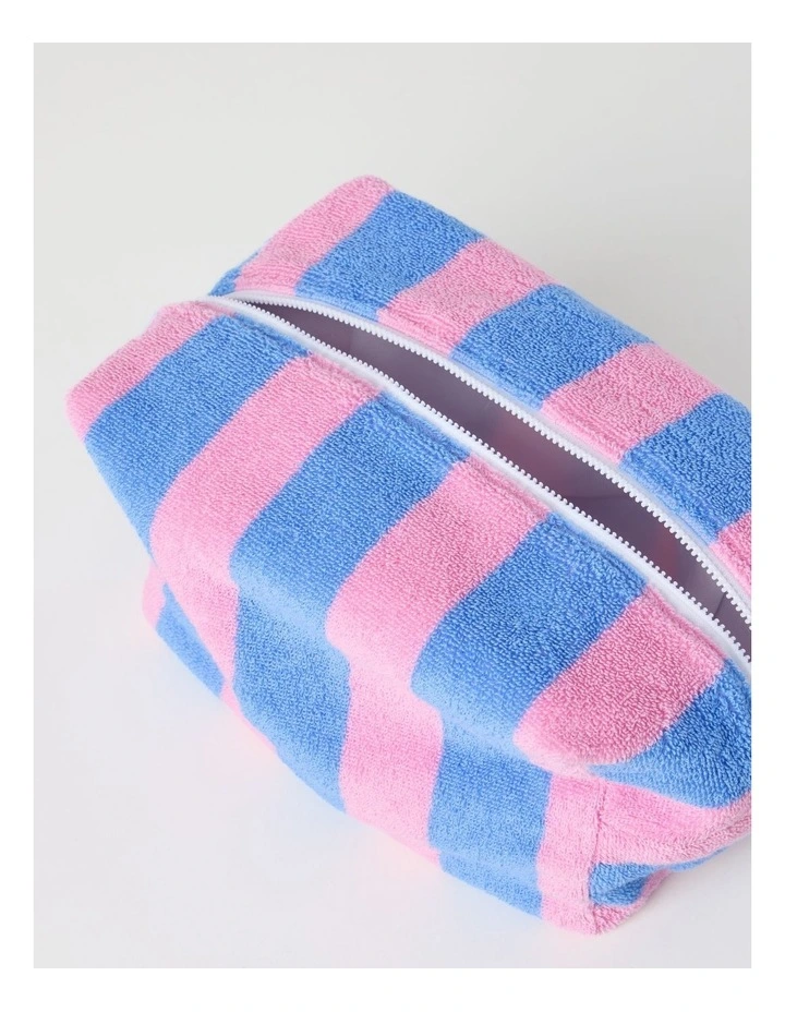 Reverse Stripe Terry Beach Pouch in Pink and Blue image 4