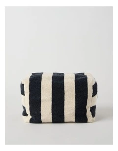 Reverse Stripe Terry Beach Pouch in Black and White