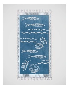Fish Beach Towel in Blue