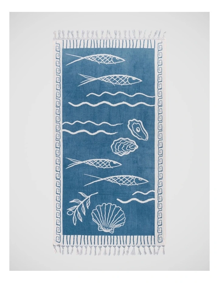 Fish Beach Towel in Blue image 1
