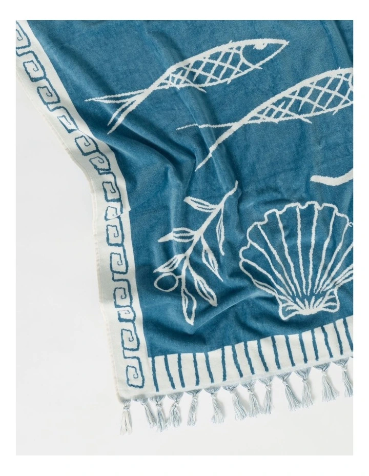 Fish Beach Towel in Blue image 2