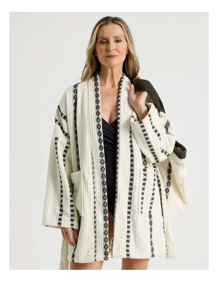 Airlie Stripe Beach Robe in Green image 1