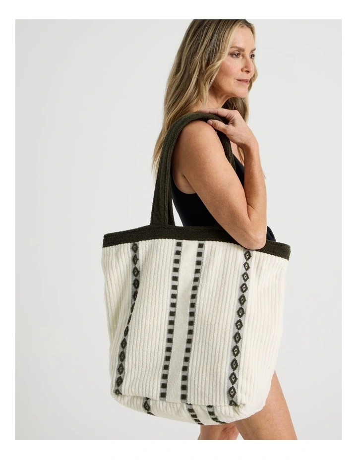 Airlie Stripe Beach Bag in Green image 2