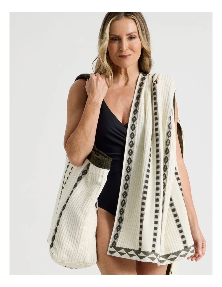 Airlie Stripe Beach Bag in Green image 4