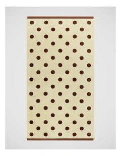 Beach Towel in Yellow and Brown Polka Dot