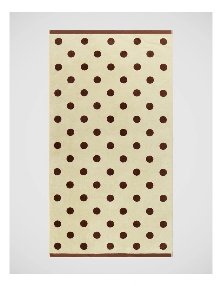 Beach Towel in Yellow and Brown Polka Dot image 1