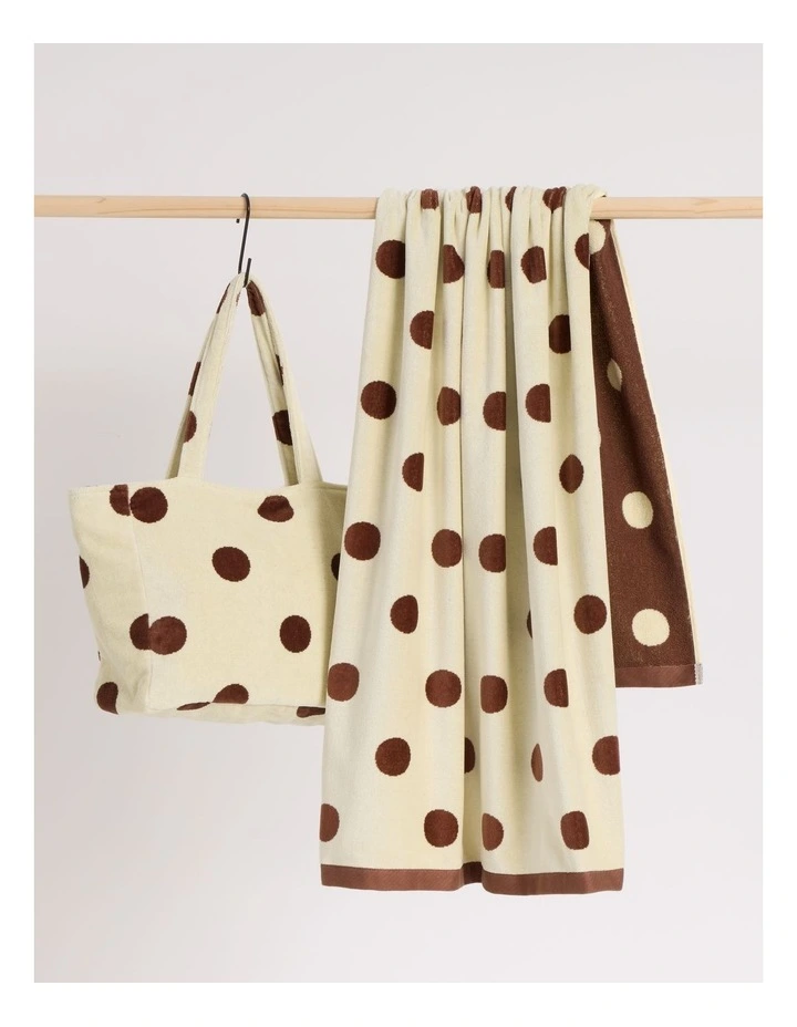 Beach Towel in Yellow and Brown Polka Dot image 5