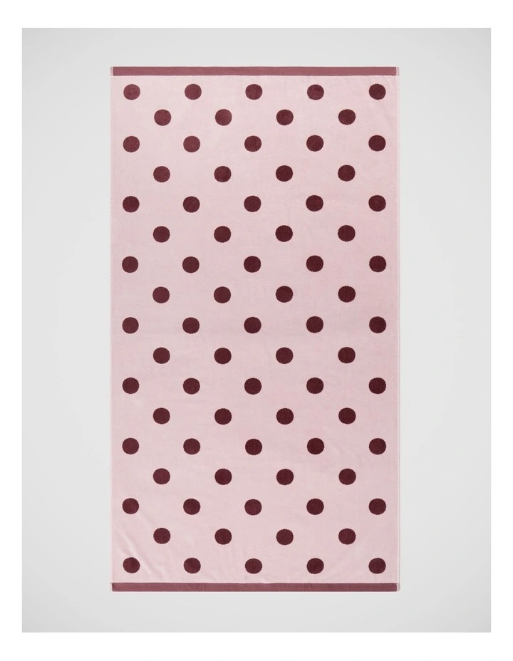 Beach Towel in Pink and Burgandy Polka Dot image 1