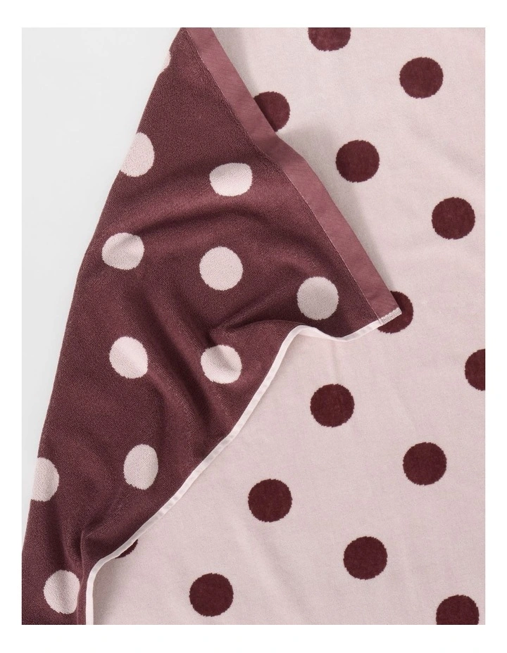 Beach Towel in Pink and Burgandy Polka Dot image 3