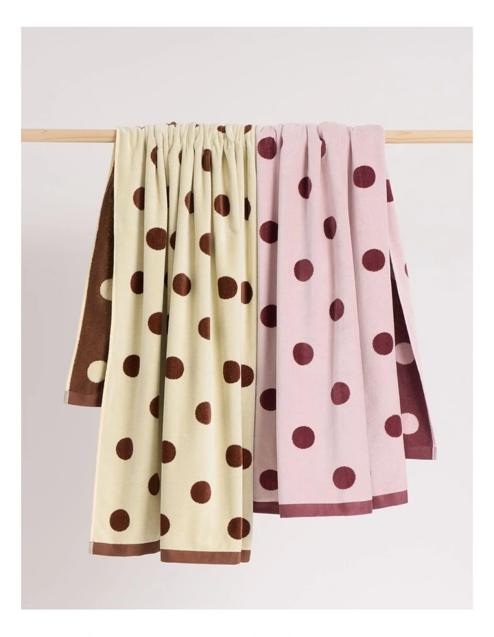Beach Towel in Pink and Burgandy Polka Dot image 4