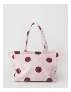 Beach Bag in Pink and Burgandy Polka Dot
