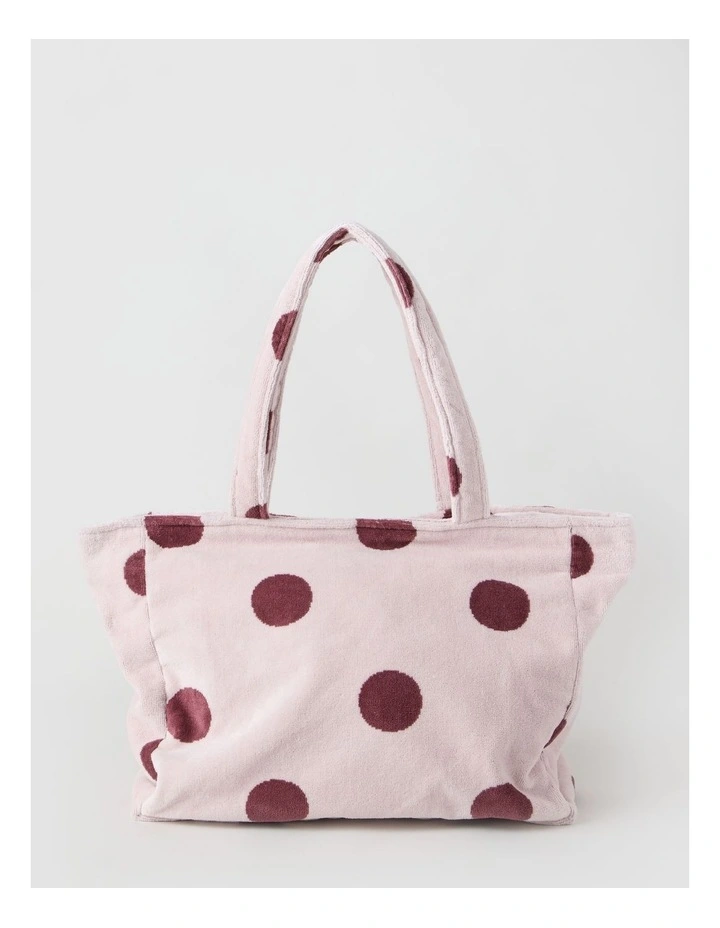 Beach Bag in Pink and Burgandy Polka Dot image 1