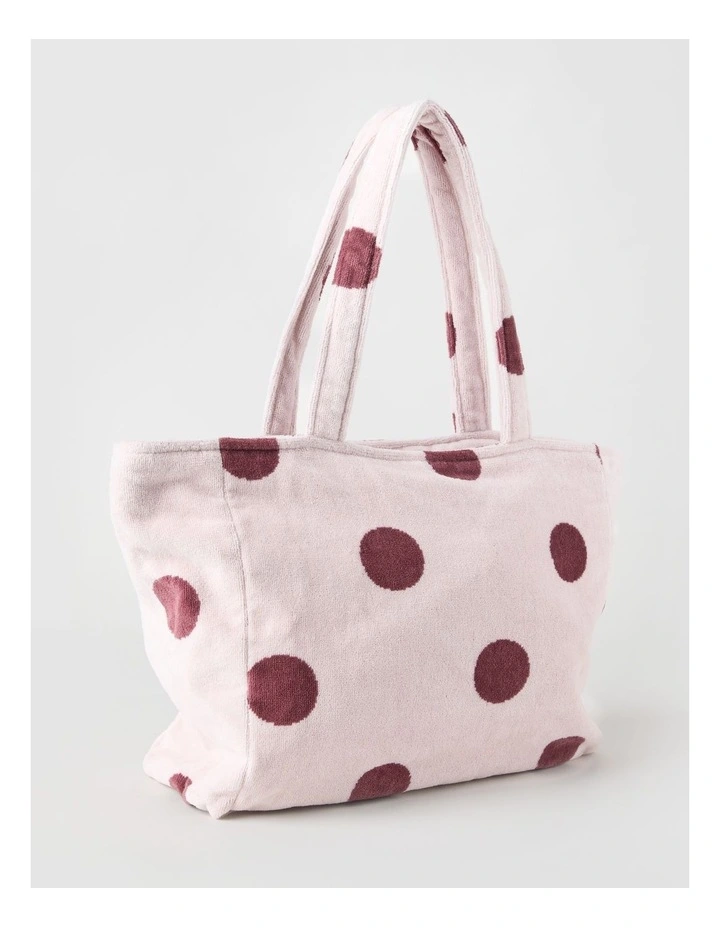 Beach Bag in Pink and Burgandy Polka Dot image 2