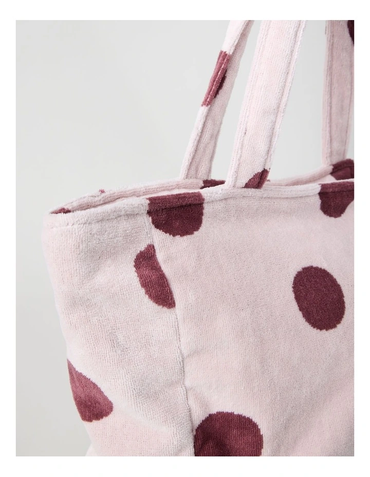 Beach Bag in Pink and Burgandy Polka Dot image 3
