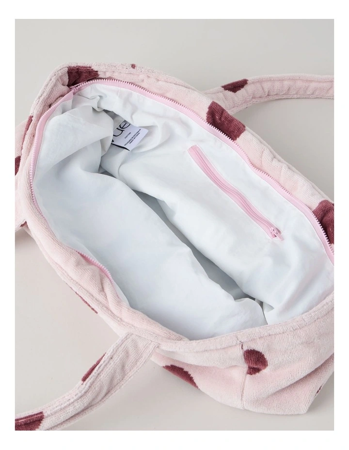 Beach Bag in Pink and Burgandy Polka Dot image 4