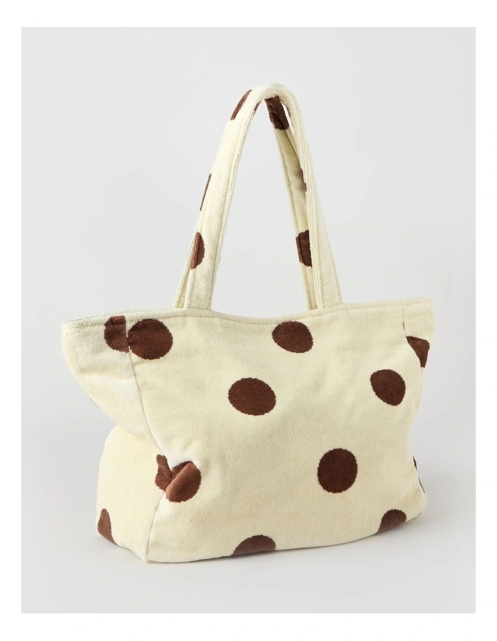 Beach Bag in Yellow and Brown Polka Dot image 2
