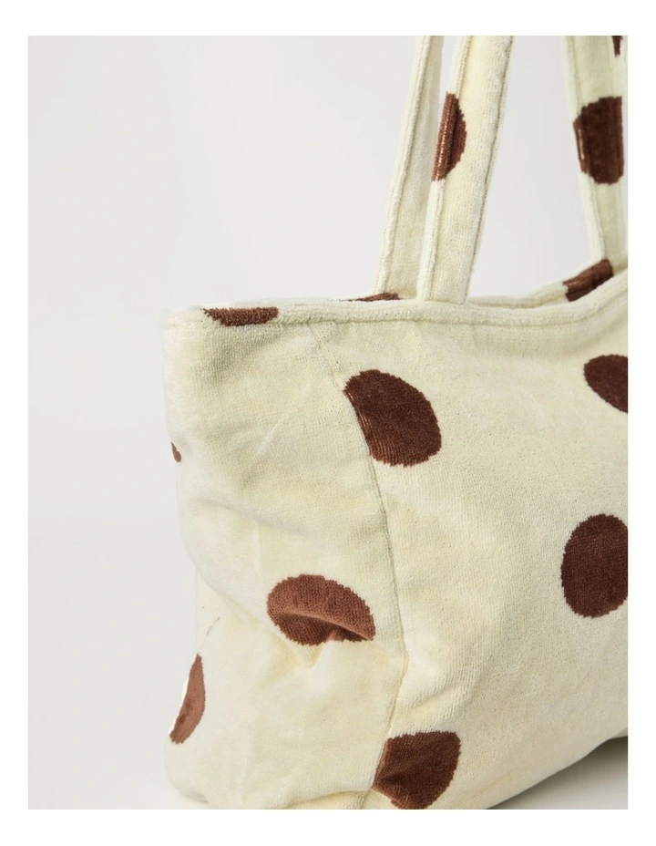 Beach Bag in Yellow and Brown Polka Dot image 3