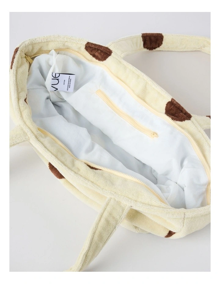 Beach Bag in Yellow and Brown Polka Dot image 4