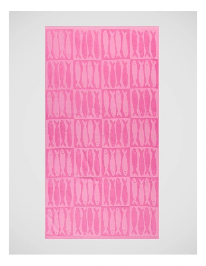 Sardine Velour Jacquard Beach Towel in Pink image 1