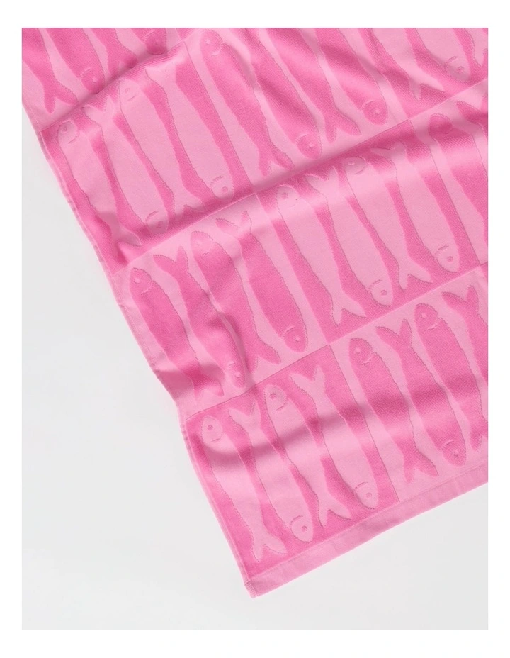 Sardine Velour Jacquard Beach Towel in Pink image 2