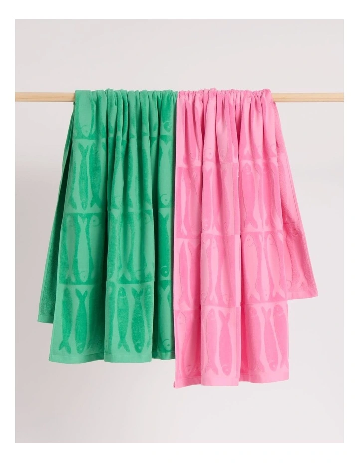 Sardine Velour Jacquard Beach Towel in Pink image 4