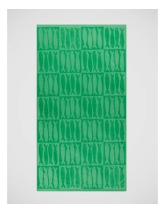 Sardine Velour Jacquard Beach Towel in Green
