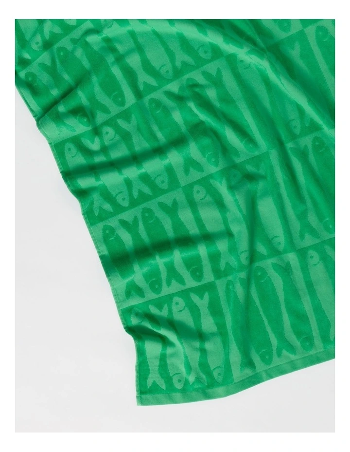 Sardine Velour Jacquard Beach Towel in Green image 2