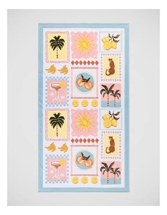 Tropical Printed Velour Beach Towel in Mutli
