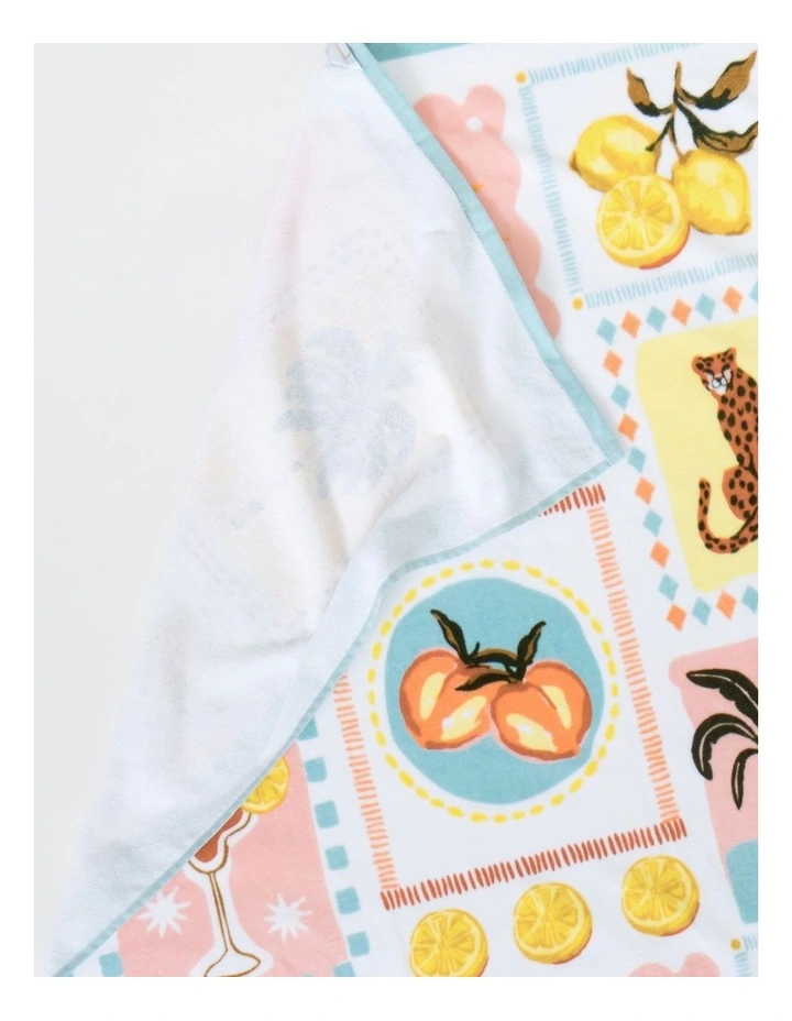 Tropical Printed Velour Beach Towel in Mutli image 3
