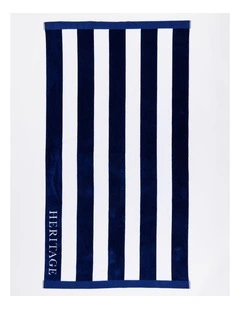 Santorini Resort Stripe Beach Towel in Navy/White