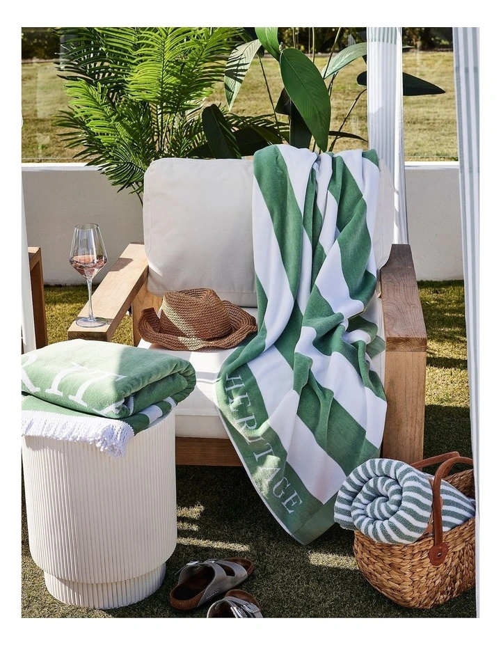 Santorini Resort Stripe Beach Towel in Navy/White image 2