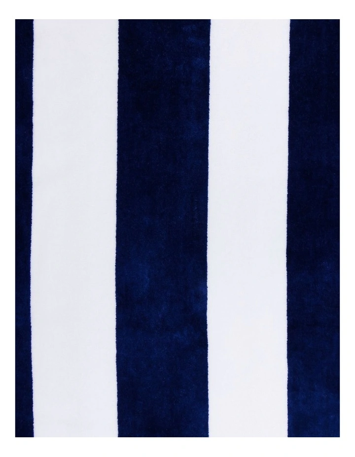 Santorini Resort Stripe Beach Towel in Navy/White image 2