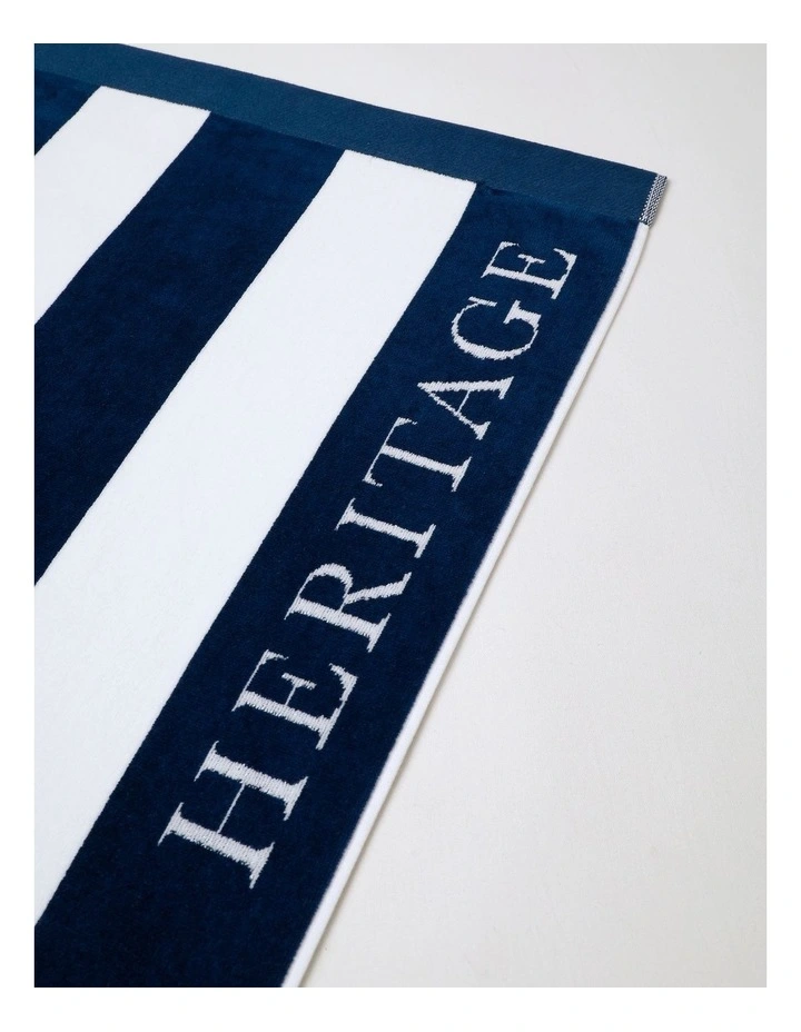 Santorini Resort Stripe Beach Towel in Navy/White image 3