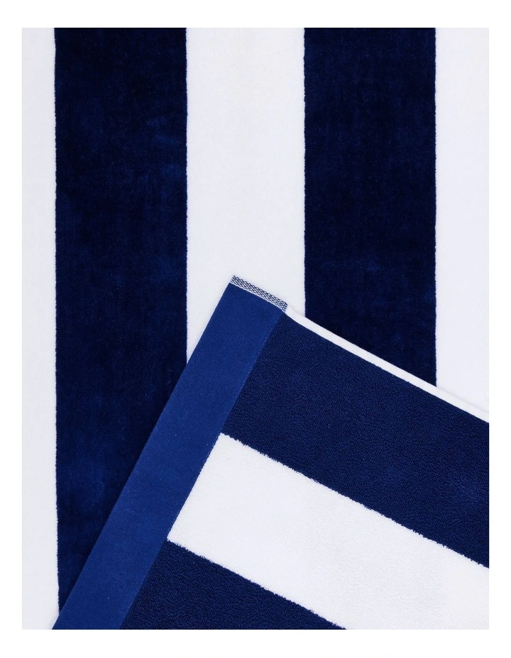 Santorini Resort Stripe Beach Towel in Navy/White image 3