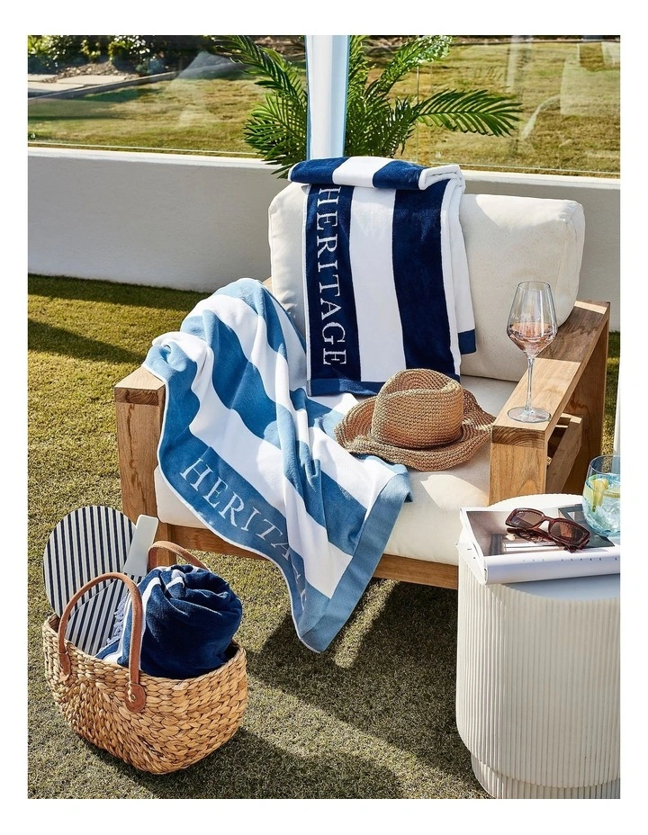 Santorini Resort Stripe Beach Towel in Sage image 2