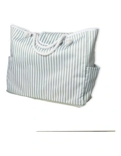 Australian House & Garden Marco Pin Stripe Beach Tote: Sage