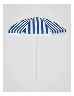 Heritage Capri Stripe 1.8m Umbrella: Navy