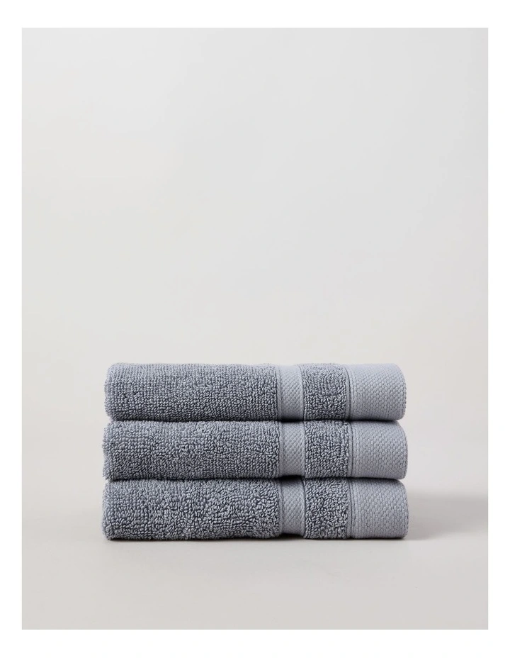 Luxury Egyptian 3pk Face Washer in Mid Blue image 1