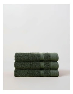 Heritage Luxury Egyptian 3pk Face Washer in Forest Green